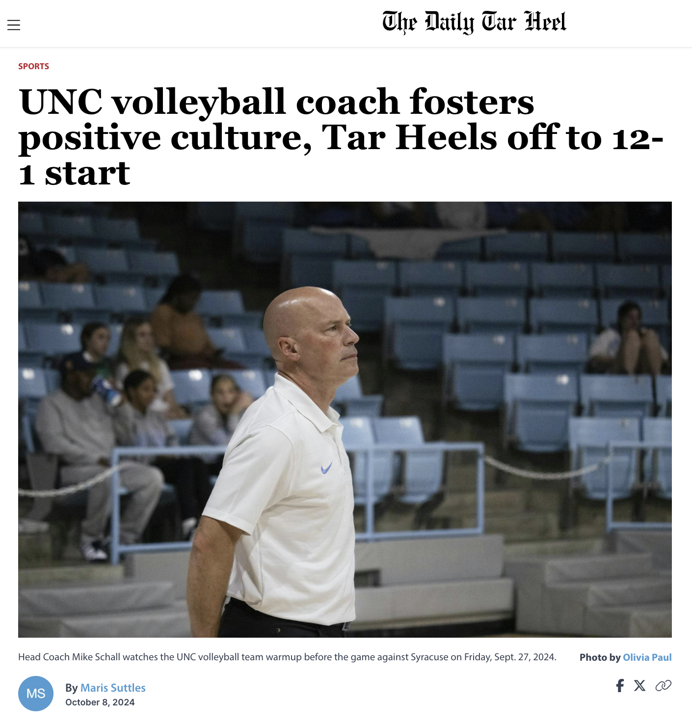  screenshot of an article I wrote for the Daily Tar Heel